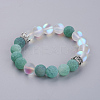 Natural Weathered Agate(Dyed) Beaded Stretch Bracelets BJEW-JB03556-2