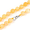 Round Natural Yellow Jade Beaded Necklaces NJEW-F327-02B-04-01-3