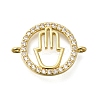 Rack Plating Brass Clear Cubic Zirconia Hollow Connector Charms KK-M079-07G-1