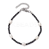 Natural Black Spinel &  Cultured Freshwater Pearl  Beads Beaded Bracelets for Woman BJEW-JB11268-2