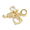 Brass Micro Pave Clear Cubic Zirconia European Dangle Charms LS-KK-K368-31G-2