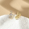 Brass Micro Pave Clear Cubic Zirconia Stud Earrings EJEW-R016-26G-14-3