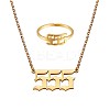 Angel Number Pendant Necklace & Open Cuff Ring JX199A-1