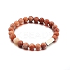 Natural Pink Aventurine Round Beaded Stretch Bracelet PW-WG80752-06-1