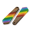 Pride Rainbow Theme Resin & Walnut Wood Pendants WOOD-K012-12C-2