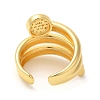 Round Brass Micro Pave Clear Cubic Zirconia Open Cuff Rings RJEW-U008-22G-3