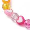 Heart & Faceted Round Acrylic Beaded Stretch Bracelets BJEW-JB10245-01-3