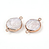 Electroplated Natural Keshi Pearl Flat Round Connector Charms PEAR-S018-03I-01-2
