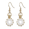 Flower Czech Glass Seed & Non-magnetic Synthetic Hematite Bead Dangle Earrings EJEW-JE05772-1