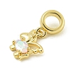 Rack Plating Brass Pave Clear AB Cubic Zirconia Unicorn European Dangle Charms KK-Z067-56G-2
