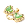 Double Heart Brass Micro Pave Cubic Zirconia Pendants KK-K385-046G-3