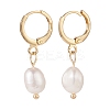 Natural Pearl Dangle Hoop Earrings EJEW-JE04964-3