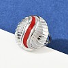 Flat Round 304 Stainless Steel Enamel Finger Rings for Women RJEW-G355-07P-02-1