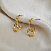 Irregular Line 304 Stainless Steel Rhinestone Stud Earrings for Women OL5482-3