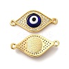 Rack Plating Real 18K Gold Plated Brass Micro Pave Clear Cubic Zirconia Connector Charms ZIRC-L102-02G-04-2
