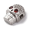 Skull Shape Rack Plating Brass with Cubic Zirconia Beads KK-S406-15P-2