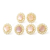 Natural Shell Flower Stud Earrings with Plastic Pearl Beaded EJEW-E599-04G-01-2