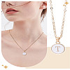 1Pc Zinc Alloy White Enamel Round with Letter Pendant Necklaces NJEW-LP0002-88G-T-1