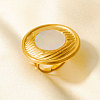 304 Stainless Steel with Natural Shell Cuff Open Rings for Women TH3507-3-1