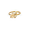 Adjustable 201 Stainless Steel Letter Open Cuff Rings for Women FS-WG61269-08-1