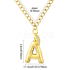304 Stainless Steel Clear Cubic Zirconia Heart & Letter Pendant Curb Chain Necklaces for Women NJEW-FS00012-27H-2