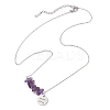 Natural Amethyst Chip & Constellation Pendant Necklaces NJEW-JN05084-11-4