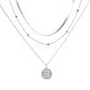 Alloy Flower Coin Pendant 3 Layered Necklaces for Women FS-WGE6B44-02-2