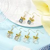 3 Pairs 3 Colors Alloy & Glass Dangle Earrings EJEW-JE06361-1