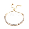 Brass Pave Clear Cubic Zirconia Flat Round Box Chain Slider Bracelets BJEW-B094-12B-G-1