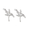 Brass Pave Clear Cubic Zirconia Connector Charms KK-E068-VB359-2