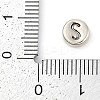 925 Sterling Silver Flat Round with Letter Beads STER-G044-01AS-S-3