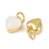 Brass Pave Natural White Shell Heart Charms with Jump Rings KK-F908-07G-2
