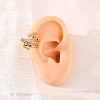 Star with Moon Brass Micro Pave Clear Cubic Zirconia Cuff Earrings EJEW-Z127-08G-3