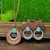 Bohemian Alloy & Wood Pendant Necklaces & Dangle Earrings Sets WG8FC17-03-1
