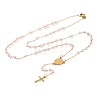 Ion Plating(IP) Crucifix Cross 304 Stainless Steel Rosary Bead Necklaces NJEW-M075-04G-04-1
