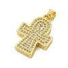Cross Theme Rack Plating Brass Micro Pave Cubic Zirconia  Pendants KK-Z074-60G-2