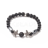 3Pcs 3 Style Natural Lava Rock & Black Onyx Beaded Stretch Bracelets Set BJEW-JB09237-4