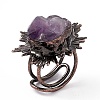 Irregular Natural Lavender Amethyst Cuff Rings RJEW-D077-09AB-4