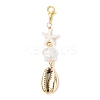 Electroplated Shell & ABS Imitation Pearl Pendant Decorations HJEW-JM03282-4