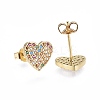 Brass Micro Pave Cubic Zirconia Stud Earrings EJEW-L224-37G-2