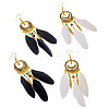 2Pairs 2 Colors Feather Chandelier Earrings EJEW-TA0001-81C-2