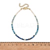 Natural Pearl Rice & Faceted Round Natural Kyanite & Apatite Beaded Anklets AJEW-AN00836-4
