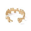 Ion Plating(IP) 304 Stainless Steel Leafy Branch Wrap Open Cuff Ring for Women RJEW-C045-20G-3