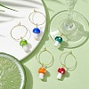 Handmade Lampwork Mushroom Wine Glass Charm AJEW-JO00216-2