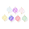 7Pcs 7 Colors Transparent Spray Painted Glass Connector Charms PALLOY-JF03520-02-1