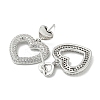 Heart Rack Plating Brass Micro Pave Cubic Zirconia Dangle Stud Earrings EJEW-F331-24P-2