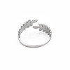 Non-Tarnish 304 Stainless Steel Leaf Open Cuff Ring for Women RJEW-S405-190P-2