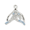 Brass Pave Light Sky Blue and Clear Cubic Zirconia Sea Animal Connector Charms KK-M326-07B-P-1