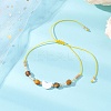 Natural Tiger Eye & Freshwater Shell Moon Charm Bracelets BJEW-MZ00303-02-1