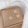 Brass Micro Pave Cubic Zirconia Pendant Necklace & Stud Earrings WG7AC39-138-1